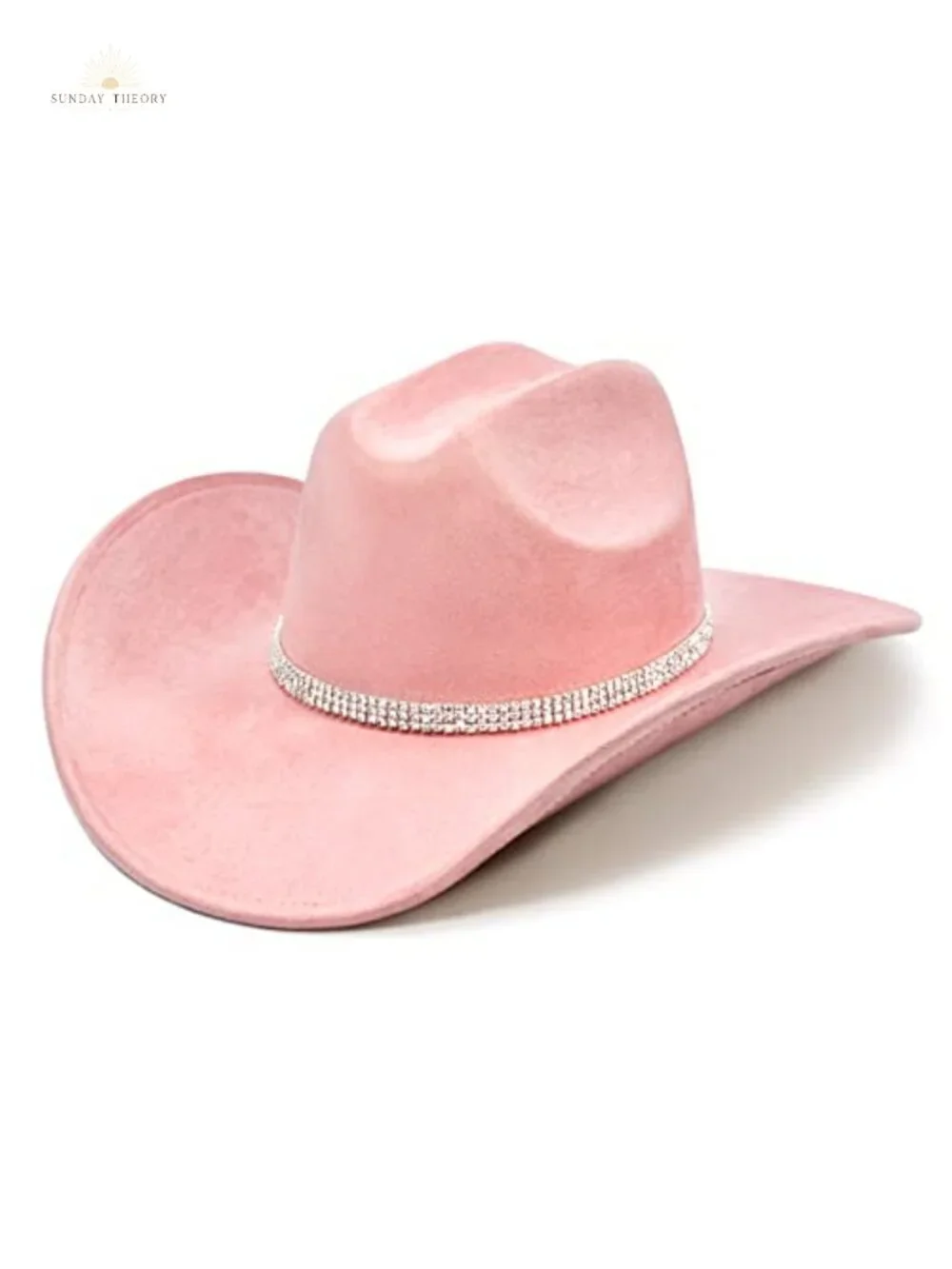 Vegan Suede Cowgirl Hat with Rhinestone Band, Shapeable Wide Brim
